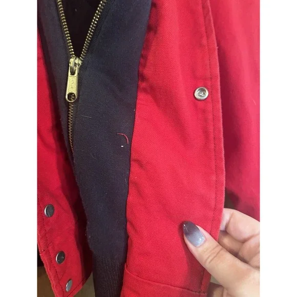 Vintage Country Tuff Jacket Men's SZ XL Red Duck Canvas Workwear Hooded